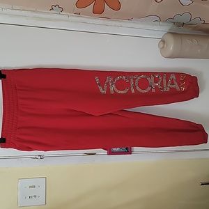 Victorias secret sport joggers med. slim fit sequin logo pockets sweat pants